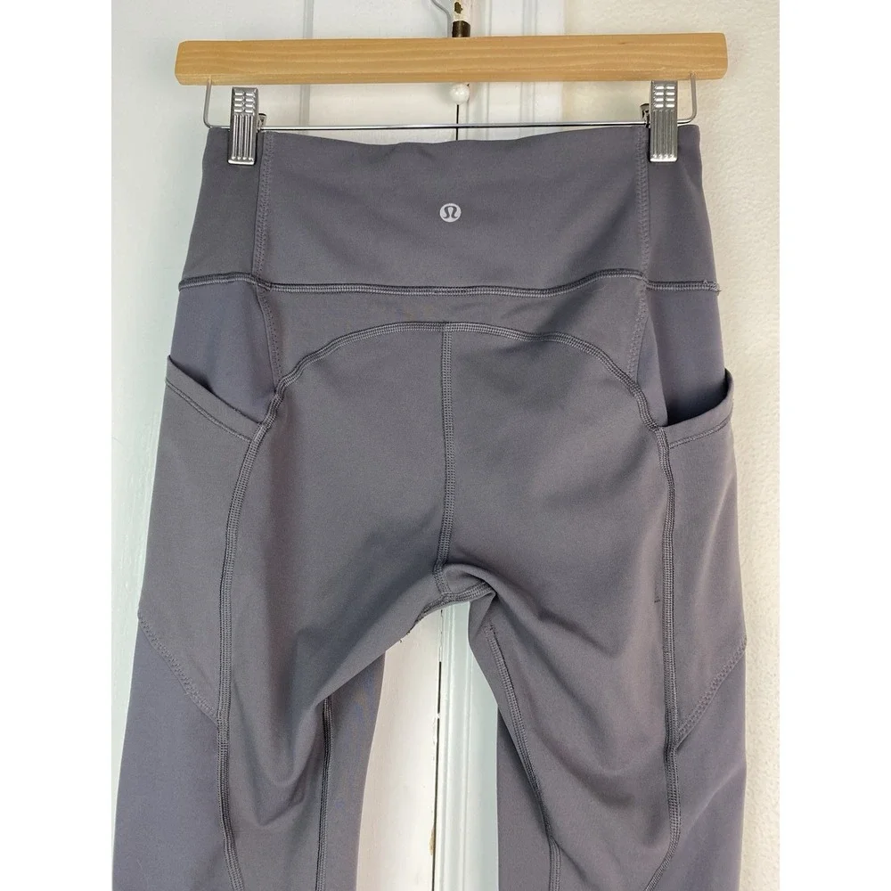 Lululemon Women's 6 Gray Stash Pocket Athletic Leggings